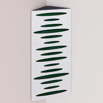 Obrázok produktu pre Sada 6 kusov rohových basových pascí PULSE, materiál: zamat, rozmer: 50x23x10 cm, farba: biela/zelená