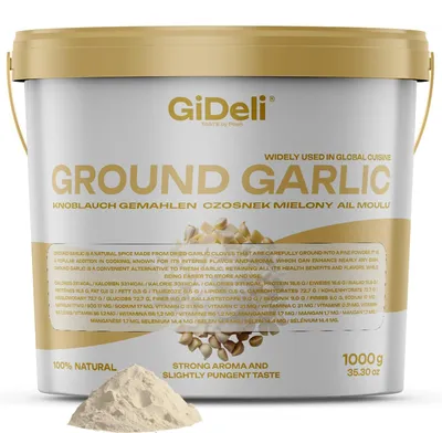 Produktbild von Knoblauchpulver Gemahlen 1kg Naturrein Fleisch Gemüse Fisch Intensiv GiDeli