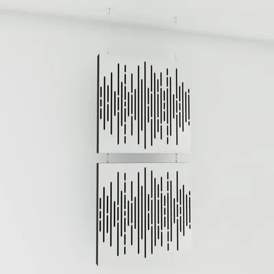 Obrázok produktu pre 2-balenie – Dekoratívne akustické závesné panely | 100 x 50 cm | Závesné deliace steny | Modulárne panely pohlcujúce zvuk | Wave | Biela farba
