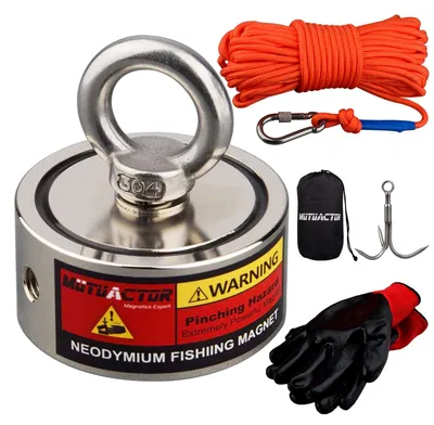 Produktbild von Fischmagnet 320KG Zugkraft mit 20m Seil und Handschuhen