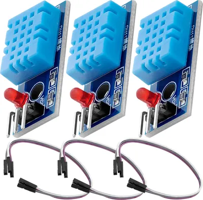 Obrázek produktu pro AZ-dodávky senzorů DHT11 breakout modul s deskou plošných spojů a kabelem Senzor teploty a vlhkosti kompatibilní s Arduino a Raspberry Pi, 3x modul