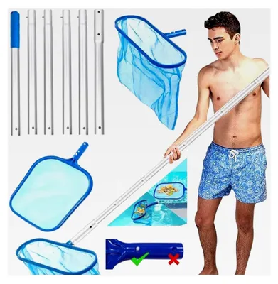 Produktbild von Poolkescher mit Teleskopstangen, Laubkescher für Teich und Schwimmbad, Bodenkescher Set, Feinmaschiger Kescher für Poolreinigung