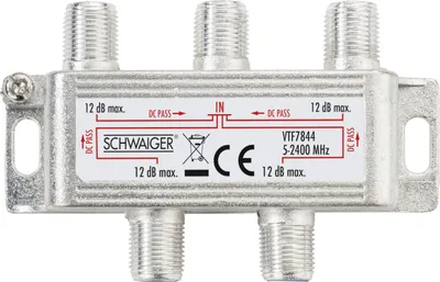 Produktbild von Schwaiger VTF7844 531, Kabelsplitter, 5 - 2250 MHz, Silber, 1 Stück(e), 76 mm, 58 mm