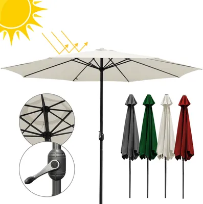 Zdjęcie produktu dla TolleTour Parasol ogrodowy Ø3,5 m, filtr UV40+, zasilany energią słoneczną, 4 kolory, beżowy
