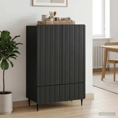 Obrázek produktu pro Maison Exclusive – příborník, černý, 66 x 34,5 x 97 cm, dřevotříska