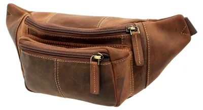 Produktbild von Leder Gürteltasche 30x13x9 cm mit verstellbarem Riemen und Reißverschlussfächern