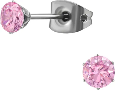 Produktbild von Titan Ohrringe Ohrstecker mit Zirkonia in verschiedenen Farben Größe - 4 mm Farbe - Pink