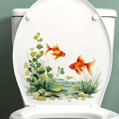 Produktbild von GKA WC-Deckel Aufkleber Natur Toilettendeckel Tattoo selbstklebend Toilette - Goldfisch im Schilf