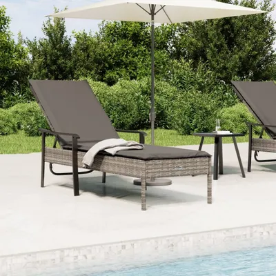 Immagine prodotto di The Living Store Lettino con cuscino in polirattan grigio