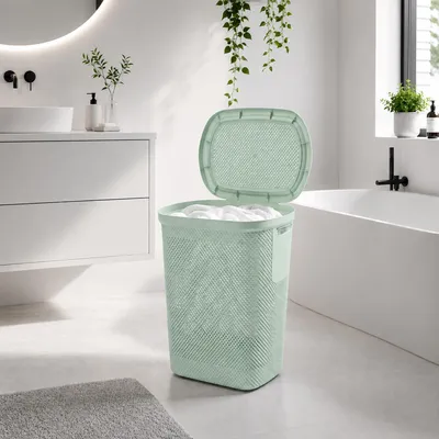 Wäschetruhe Wäschekorb Wäschebox Wäschesammler mit Deckel Mint Kunststoff 58L