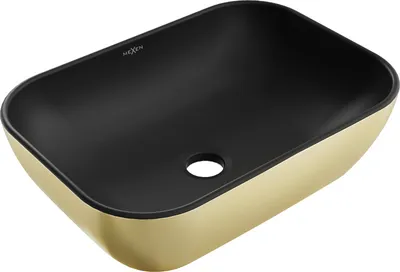Produktbild von Mexen Rita Aufsatzwaschbecken 45 x 32 cm, schwarz matt/Gold - 21084576