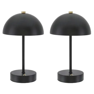 Produktbild von 2er Set LED Akku Tischleuchte mit Touchfunktion Metall Nachttischlampe Schwarz Tischlampe 3 Weisstöne Dimmbar Schreibtischlampe Nachtlampe Leselampe