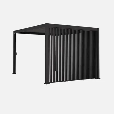 Produktbild von sweeek - Pergola mit Lamellendach Triomphe 3x4m mit 3 vertikalen Lamellenwänden 130 cm - Anthrazit