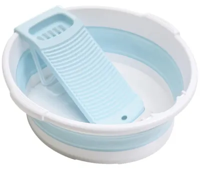 Faltbare Waschschüssel mit Waschbrett, 15 l, blau