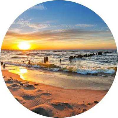 Produktbild von Sticker Kreis SONNENUNTERGANG Strand Sand Meer Himmel Natur Landschaft 3D Wanddekoration Aufkleber 100 cm x 100 cm