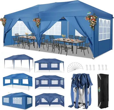 Image de Pavillon, étanche, réglable en hauteur, bleu, 3x6m