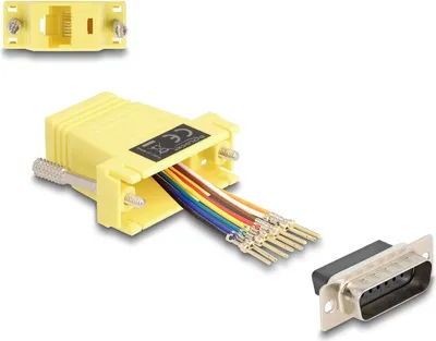 Obrázek produktu pro DELOCK Adapter D-Sub15 -> RJ45 St/Bu Montagesatz gelb