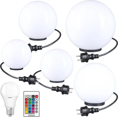 Produktbild von RGB Kugelleuchten Kugellampen 5er Set Ø 20/25/30/40/50cm Außenleuchte Garten