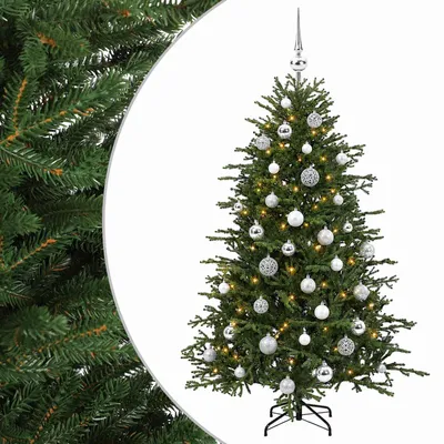 Image de Arbre de Noël artificiel vidaXL avec boules de Noël, 120 cm, 150 LED