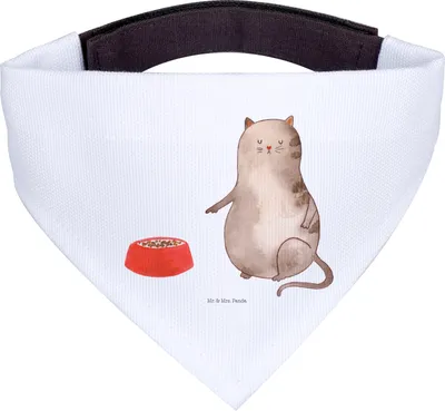 Produktbild von Mr. & Mrs. Panda Halstuch Katze Fressen - Weiß - Geschenk, Hunde Schal, Hundehalstuch, Bandana für, Hunde-Halstuch, Hund