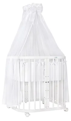 Produktbild von Waldin Babybett Kinderbett 7in1 mit Matratze, mitwachsendes Kinder-Bett,Stoffe weiss,Holz weiß