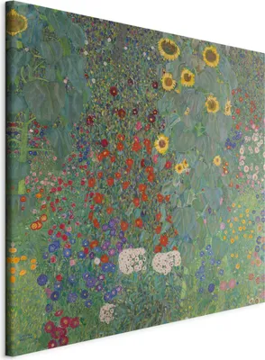 Produktbild von Italienischer Leinwand Leinwandbild - Rural Garden With Sunflowers 60x60 cm Reproduktionen l-G-10018-b-a