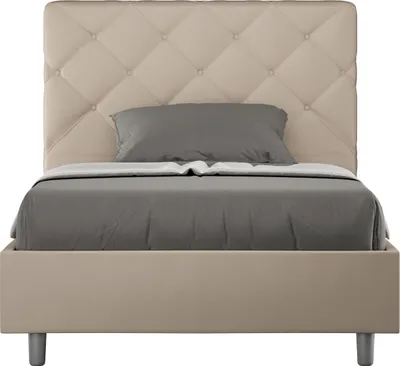 Produktbild von ITYHOME - Gepolstertes Bett mit Lattenrost 120x210 mit Kunstlederbezug Taubengrau Priya