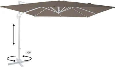 Produktbild von AXI Nima Ampelschirm Rechteakig 300 x 300 cm in Weiß / Taupe | Sonnenschirm für Garten / Terrasse mit Aluminium Rahmen | Inkl. Kreuzfuß & Schutzhülle