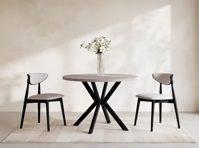 Produktbild von Runder Ausziehbarer Esstisch - Loft Style Tisch mit Metallbeinen - 120 bis 200 cm - Industrieller Tisch für Wohnzimmer - Spacesaver - Kaschmir Beige Grau - 120 cm