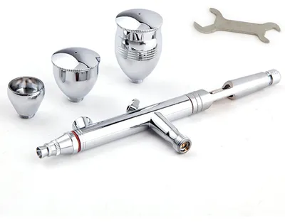 Airbrushpistole 0,50 mm, Doppelwirkung, Schwerkraft, 3 Becher