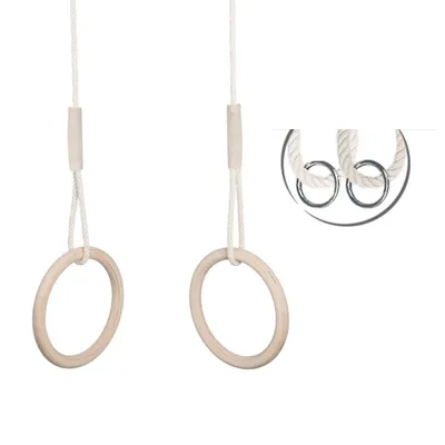 Image de MAMOI® Balançoire trapèze, roues de gymnastique en bois, matériel de gymnastique pour enfants pour l'intérieur et l'extérieur, balançoire avec roues, gymnastique