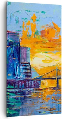 Produktbild von Bild auf Leinwand - Leinwandbild - Einteilig - Stadt Brücke pastos - 65x120cm - Wand Bild - Wanddeko - Wandbilder - Leinwanddruck - Bilder - Wanddekoration - Leinwand bilder - Wandbild - PA65x120-4392