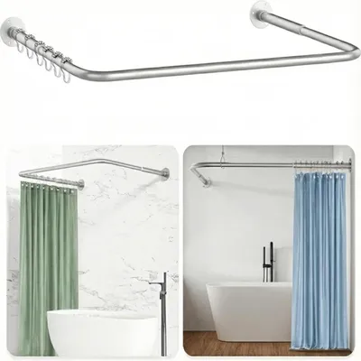 Obrázok produktu pre Tyč na sprchový záves tvar U/L 75 x 150-190 x 75 cm, výsuvná, do kúpeľne