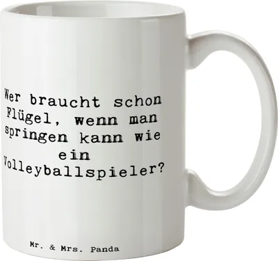 Produktbild von Mr. & Mrs. Panda Teetasse Spruch Volleyball Sprung - Weiß - Geschenk, Sportler, Trinkbecher, Tasse, Sport, Aufschlag, Teamarbeit, Wettkampfsport, Teamsport, Schnelligkeit