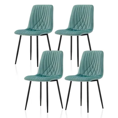 Image de CLIPOP Lot de 4 chaises de cuisine, velours rembourré,Vert