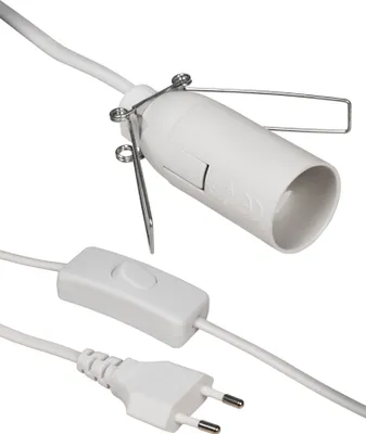 Produktbild von Euro-Netzkabel McPower mit Schnurschalter und E14 Fassung, 3,5m, weiß