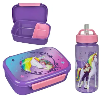 Image de Ensemble repas "Unicorn Academy" : boîte à lunch et gourde