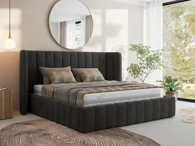 Produktbild von MKS Meble Premium Polsterbett GOLETTA CLASSIC mit Bettkasten & Stauraum 160 x 200 cm, Gasdruckfedern, Inkl. Lattenrost, Modernes Design Ehebett, Pocket Matratze - VIRE LUX - Dunkelgrau Velvet
