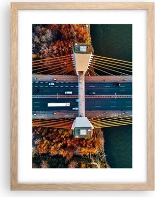 Produktbild von Gerahmtes Poster - Rahmen in heller Eiche - Brücke Siekierkowski Warschau - 30x40 cm - Wand Bild - Wanddeko - Wandbilder - Kunstposter - Wandposter - Bilderrahmen - Bilder - P2NPA30x40-4663