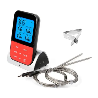 Kabelloses Grillthermometer 2 Sonden | Kerntemperaturmesser Mit Timer | Für Fleisch Backofen BBQ