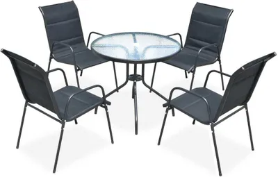 Produktbild von 5-tlg. Garten-Essgruppe Stahl Schwarz