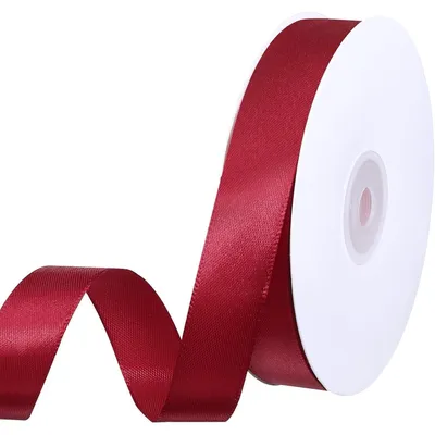 Image de Ruban cadeau, couleur rouge foncé, 50 mètres x 20 mm, en polyester, idéal pour l'emballage de cadeaux et la décoration