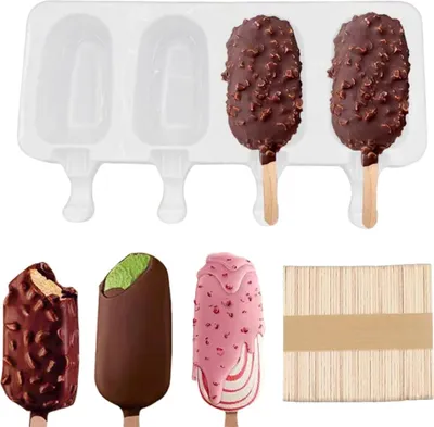 Produktbild von Silikon-Eiswürfelformen - 50 Stieleisformen - Eisformen - Eiscremeformen - Popsicle-Formen für den Hausgebrauch - Geeignet für Kinder und Erwachsene