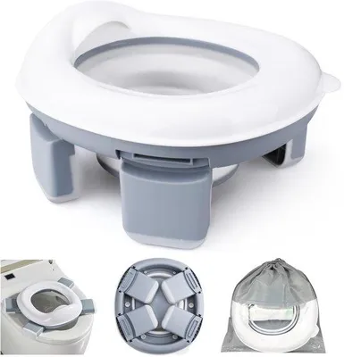 Image de Unyqoos® : Pot de toilette pliable pour enfants, portable – hygiénique et sûr, stable grâce à sa structure à trois points, avec insert amovible pour une utilisation en déplacement