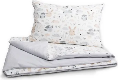 Produktbild von Amilian Babybettwäsche Set 7-teilig – Bettwäsche 100x135 cm, Kissen 40x60, Himmel, Nestchen – für Babybett/Gitterbett – Komplettset für Neugeborene