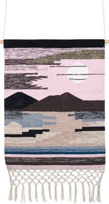 Produktbild von BELIANI Wandbehang aus handgewebter Baumwolle mit dekorativen Fransen und Bergmotiv im Boho-Stil für Wohnzimmer und Schlafzimmer
