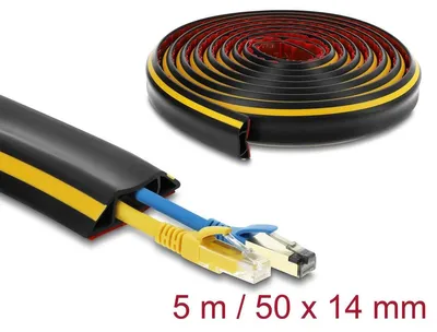 Zdjęcie produktu dla Elastyczny kanał kablowy PVC, 50x14 mm, 5 metrów, czarno-żółty, samoprzylepny
