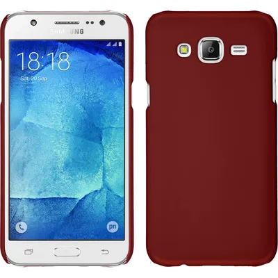 Produktbild von PhoneNatic Case kompatibel mit Samsung Galaxy J7 (2015 / J700) - Hülle rot gummiert Hard-case + 2 Schutzfolien