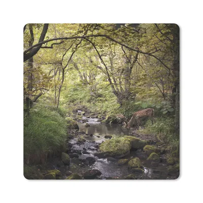 Produktbild von MuchoWow® Mauspad Mousepad Hirsch - Baum - Wald 20x20 cm - Mousepads - Maus Mat - Pad - Mausunterlage - Desk Mat - Bureauartikeln