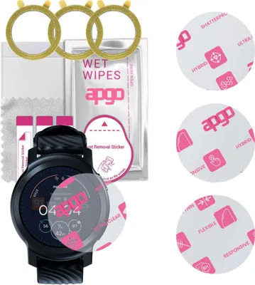 Produktbild von apgo 3 Stück Schutzglas, klar, kompatibel mit Motorola Moto Watch 100 Smartwatch, Hybrid 8H, Ersatz für Hartglas, Displayschutzglas, Bildschirmschutz, Displayschutz, kratzfest